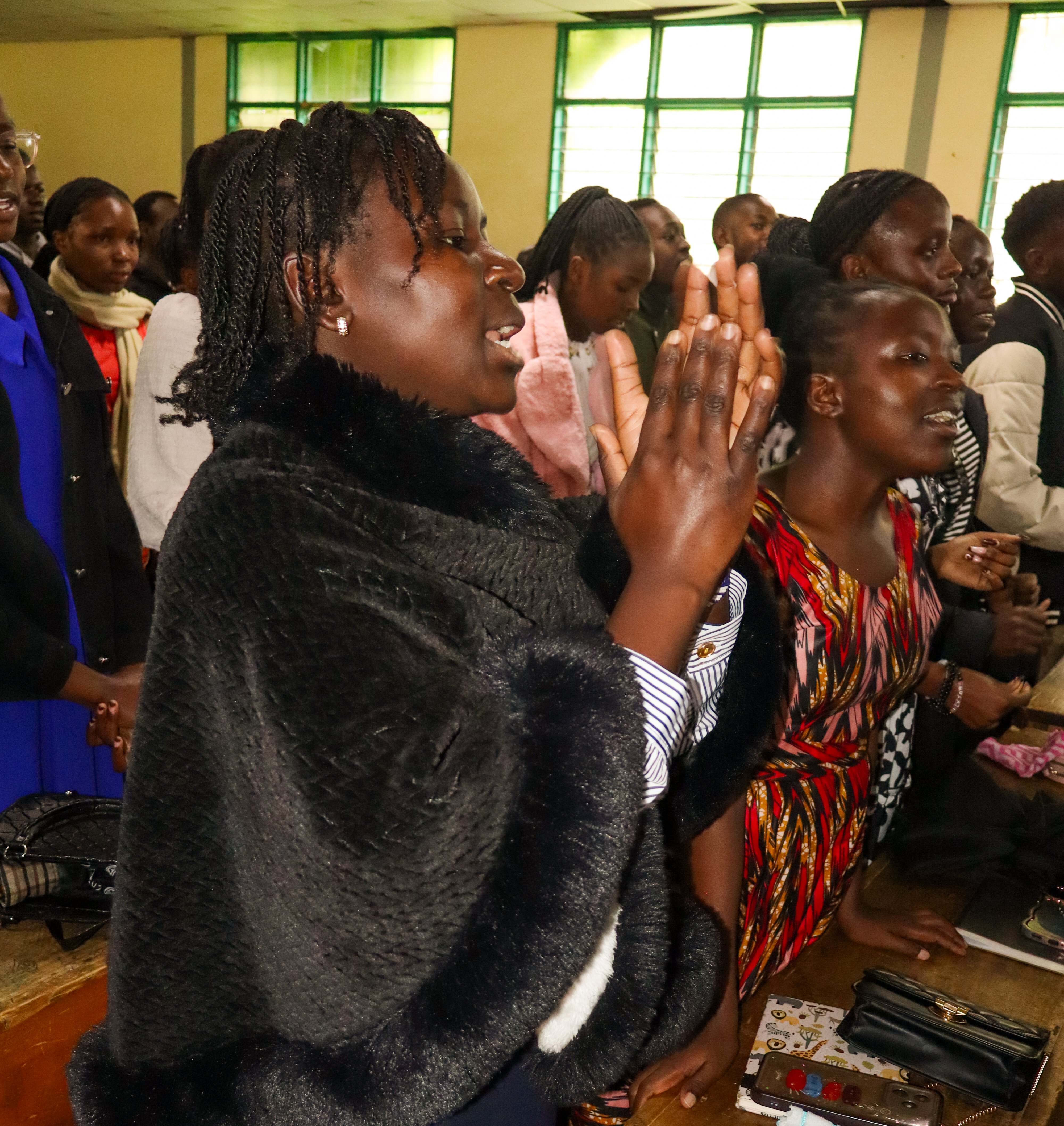 Students gathered in worship
